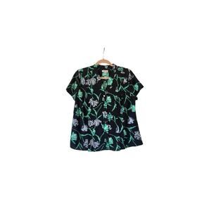 CROFT & BARROW Black Floral Petite Large Vintage